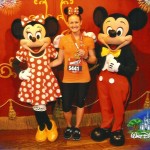 Kelly Akers, PT with Mickey and Minnie after the Walt Disney Marathon